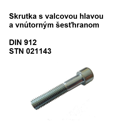 Skrutka 5x10, DIN 912, STN 1143.55, tvrdosť 8.8, povrch.úprava biely zinok