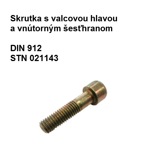 Skrutka 10x40, DIN 912, STN 1143.59, tvrdosť 8.8, povrch.úprava žltý zinok
