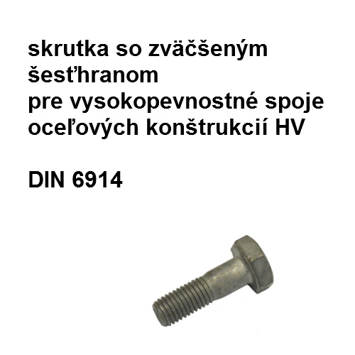 skrutka 12x55, DIN 6914, tvrdosť 10.9, povrch bez úpravy