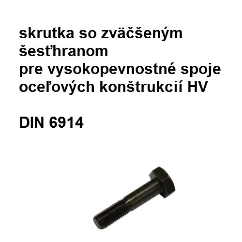 skrutka 12x55, DIN 6914, tvrdosť 10.9, povrch čierna