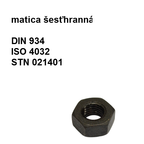 matica M30x2, DIN 934, ISO 4032, STN 1401.52, tvrdosť 8.8, povrch čierna