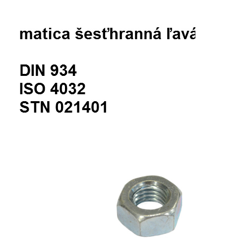 matica M6, DIN 934, ISO 4032, STN 021401.55, tvrdosť 8.8, povrch biely zinok