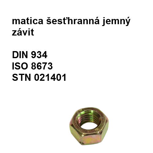 matica M14x1,5, DIN 934, ISO 4032, STN 1401.59, tvrdosť 8.8, povrch žlty zinok