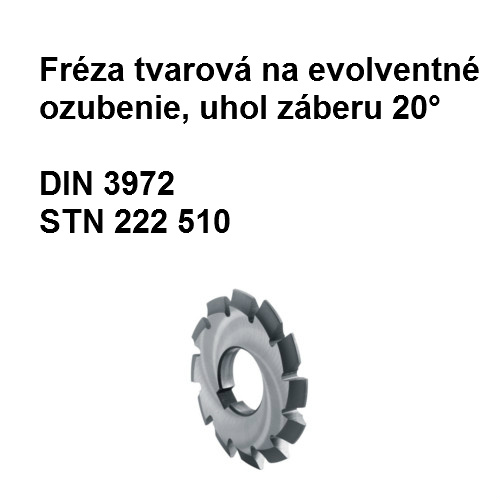 Fréza tvarová na evolventné ozubenie, uhol záberu 20° M1,5 C3 X1X3