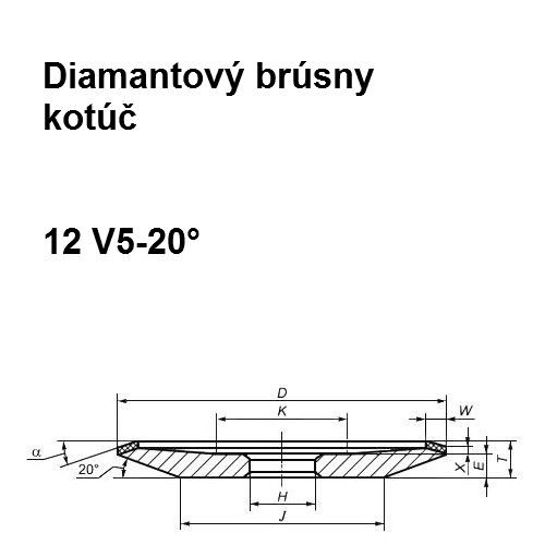 Diamantový brúsny kotúč 12 V5-20° 125/100, 150x10x3x32