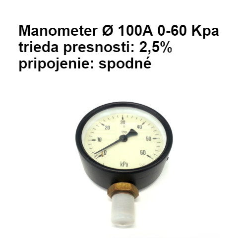 Manometer ? 100A 0-60 Kpa, prestnosť 2,5%, pripojenie spodné