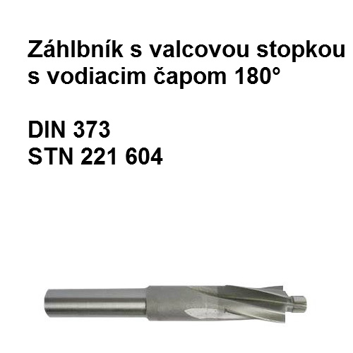 Záhlbník s valcovou stopkou a vodiacim čapom 180° M2  4,3x1,6 HSS