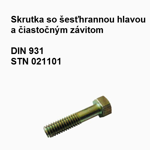 Skrutka 8x35, DIN 931, STN 1101.29, tvrdosť 5.6, povrch.úprava žltý zinok